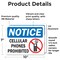 Signmission OSHA Notice Decal - Cellular Phones Prohibited with Graphic, 10 in W x Rectangle, Vinyl Decal OS-2PACK-NS-D-710-L-19527 - alternate 2
